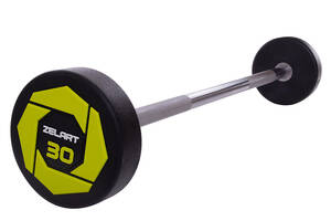 Штанга фиксированная прямая Zelart Urethane Barbell TA-2689 30 кг Зелено-черный (58363124)