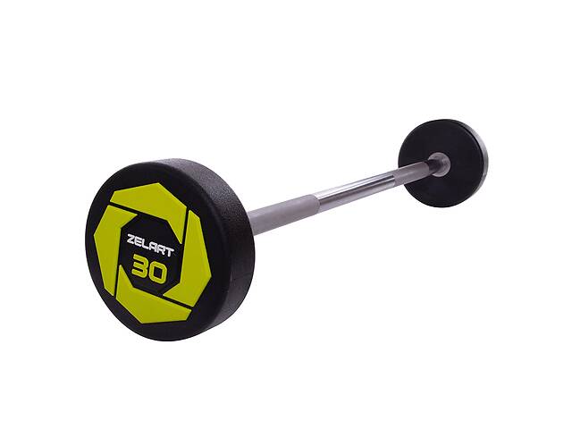 Штанга фиксированная прямая Zelart Urethane Barbell TA-2689 30 кг Зелено-черный (58363124)