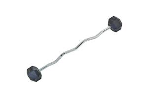 Штанга фиксированная изогнутая обрезиненная planeta-sport Rubber Hexagon Barbell 25кг TA-6231-25 l-95см