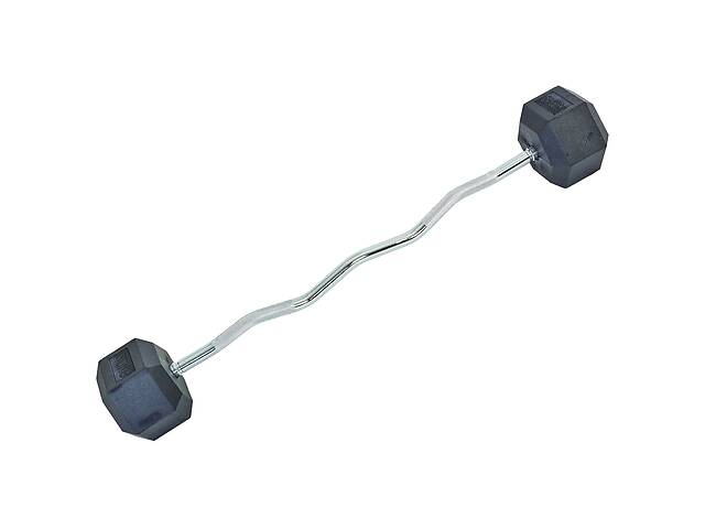 Штанга фіксована вигнута гумова planeta-sport Rubber Hexagon Barbell 40кг TA-6231-40 l-95см