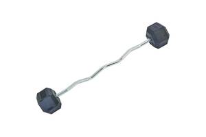 Штанга фіксована вигнута гумова planeta-sport Rubber Hexagon Barbell 50кг TA-6231-50 l-95см