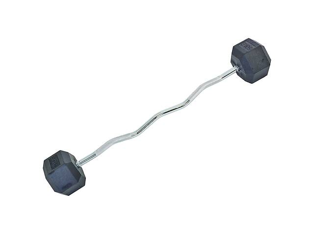 Штанга фіксована вигнута гумова planeta-sport Rubber Hexagon Barbell 50кг TA-6231-50 l-95см