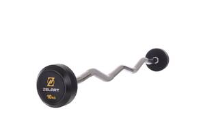 Штанга фиксированная изогнутая обрезиненная Zelart Rubber Coated Barbell TA-2687-10 10кг