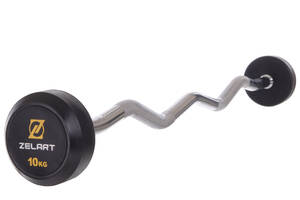 Штанга фиксированная изогнутая обрезиненная Zelart Rubber Coated Barbell TA-2687-10 10кг