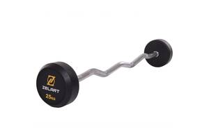 Штанга фиксированная изогнутая обрезиненная Zelart Rubber Coated Barbell TA-2687-25 25кг