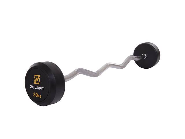 Штанга фіксована вигнута гумова Zelart Rubber Coated Barbell TA-2687-30 30кг