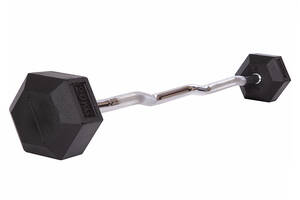 Штанга фиксированная изогнутая обрезиненная Zelart Rubber Hexagon Barbell TA-6231 20 кг Черный (58363128)