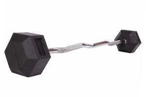 Штанга фиксированная изогнутая обрезиненная Zelart Rubber Hexagon Barbell TA-6231 30 кг Черный (58363128)