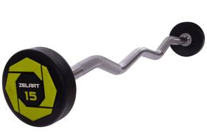 Штанга фиксированная изогнутая полиуретановая Zelart Urethane Barbell TA-2690-15 15кг