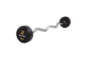 Штанга фиксированная изогнутая Rubber Coated Barbell TA-2687 Zelart 15кг Черный (58363067)