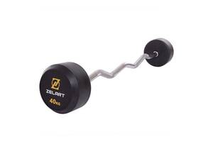 Штанга фиксированная изогнутая Rubber Coated Barbell TA-2687 Zelart 40кг Черный (58363067)