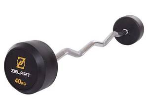 Штанга фиксированная изогнутая Rubber Coated Barbell TA-2687 Zelart 40кг Черный (58363067)