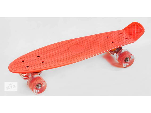 Скейт Пенни борд Best Board со светящимися PU колёсами 55 см Orange (137902)