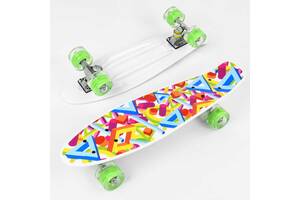 Скейт Пенни борд Best Board со светящимися PU колёсами Multicolor (99648)