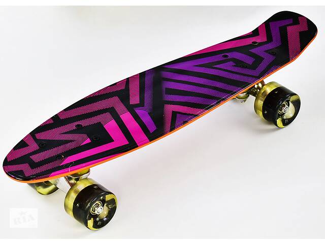 Скейт Пенни борд со светящимися PU колёсами Best Board 55 х 14 см Purple-Pink (74546)