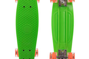 Скейтборд пластиковый Penny LED WHEELS 22in со светящимися колесами SP-Sport SK-5672-7 салатовый-оранжевый