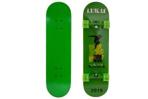 Скейтборд в сборе LUKAI SK-1245-2 роликовая доска со светящимися колесами Зеленый