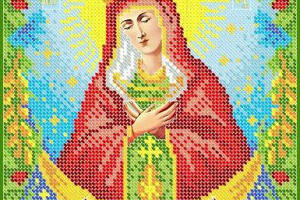 Схема для вишивки бісером 'Остробрамська ікона Божої Матері' часткова викладка, заготівля, 30х23 см