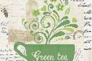 Схема для вишивки бісером ' Зелений чай ' часткова викладка, заготівля, 24,5x24,5 см