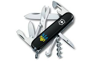 Складной нож Victorinox Climber Ukraine 91мм 14 функций Черный Трезубец сине-желтый (1.3703.3_T0016u)