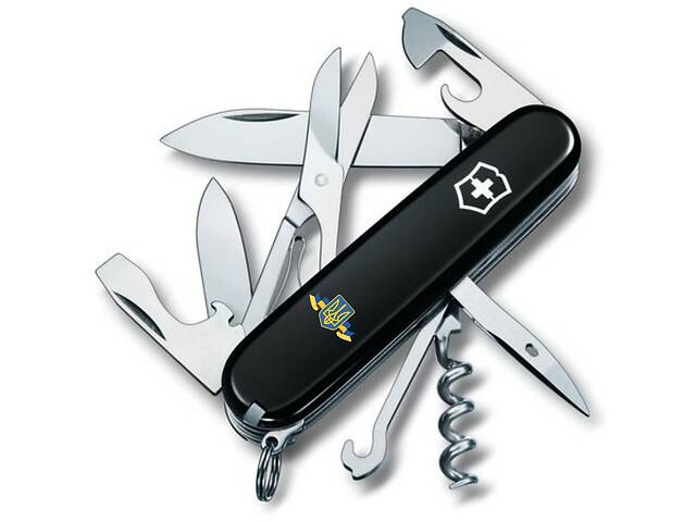 Складной нож Victorinox Climber Ukraine 91мм 14 функций Черный (1.3703.3_T1010u)