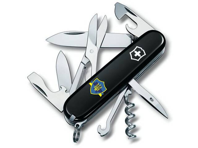 Складной нож Victorinox Climber Ukraine Трезубец на щите с лентой (1.3703.3_T1070u)