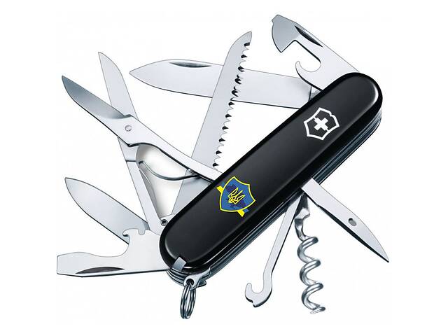 Складной нож Victorinox Huntsman Ukraine Трезубец на щите с лентой (1.3713.3_T1070u)