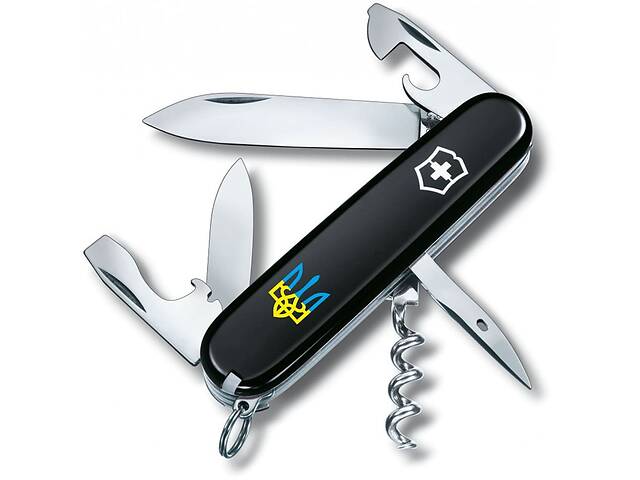 Складной нож Victorinox Spartan Ukraine 91мм 12 функций Черный Трезубец сине-желтый (1.3603.3_T0016u)