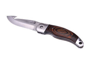 Складной охотничий нож с черным кожаным чехлом 21,5 см Laguiole, дерево, Коричневый (40268457)
