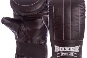 Снарядные перчатки кожаные Boxer 2014 Тренировочные р-р L Черный