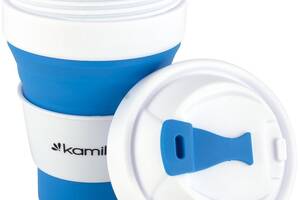 Спортивная складная бутылка Kamille для воды 350мл, силикон, синий