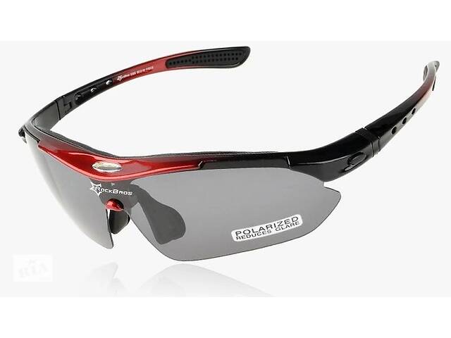 Спортивные очки RockBros Polarized UV400 с 5 линзами Черно-красный (050412)