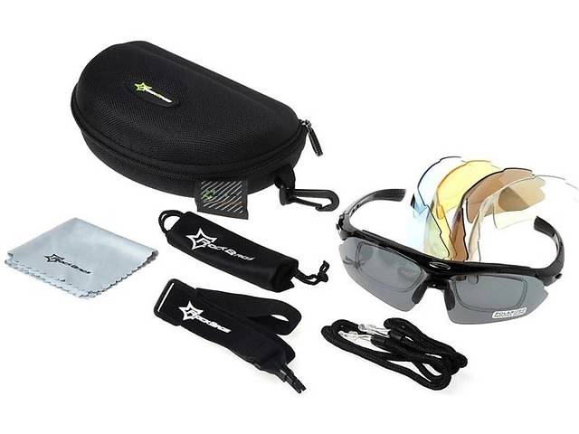 Спортивные очки RockBros Polarized UV400 с 5 линзами Черный (050411)