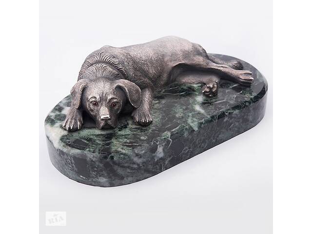 Серебряная фигура ручной работы Собака отдыхает сер00005 Оникс
