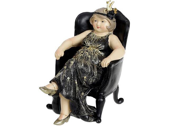 Статуэтка декоративная «Дама в кресле» 17.5х10.5х16.5см, черный с золотом