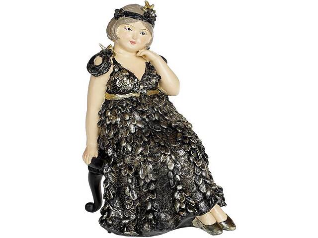 Статуэтка декоративная «Дама в мечтах» 12.5х11.5х17.5см, черный с золотом