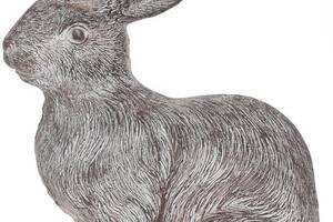 Статуэтка декоративная 'Кролик с короной' 31см, полистоун, состаренный серый