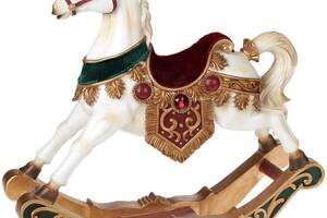 Статуэтка декоративная 'Лошадка-качалка' Luxury 33х9х33см, изумрудно-бордовый бархат