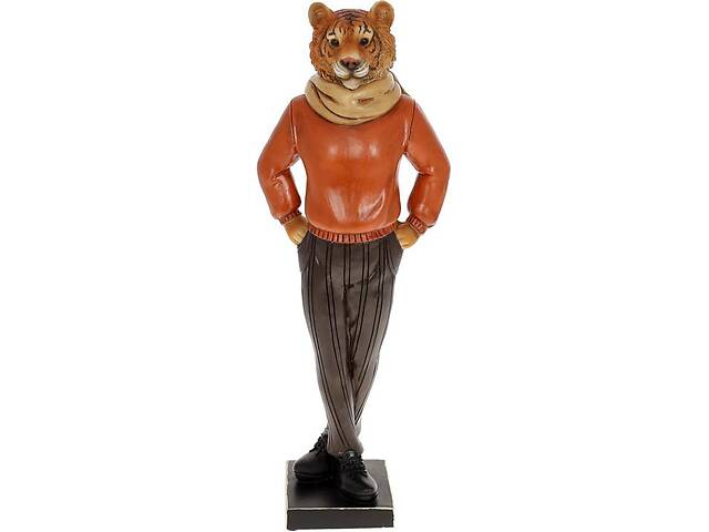 Статуэтка декоративная 'Тигр в шарфе' 37.5см, полистоун, терракотовый