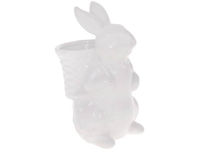 Статуэтка керамическая 'Умный Кролик' 13.5х10.5х21см с мини-кашпо, белый