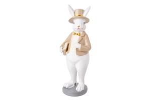 Статуэтка Lefard Кролик-Зубрила в бежевом 6х6х15 см Белый (AL186547)