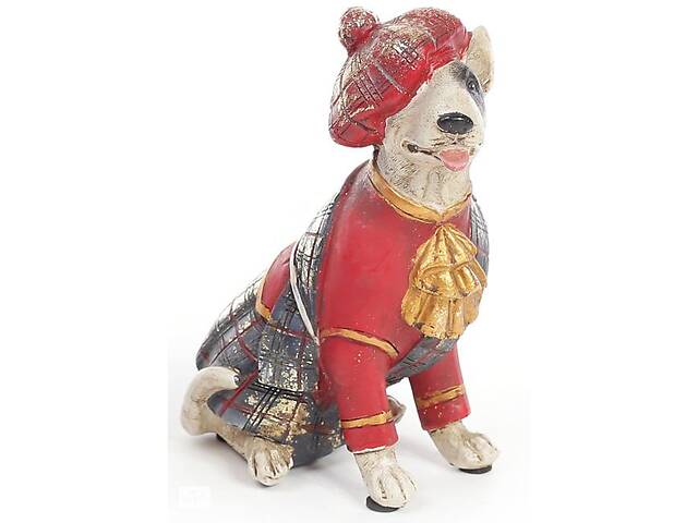 Статуэтка Собака шотландка в красном кафтане 15 см Bona DP42011