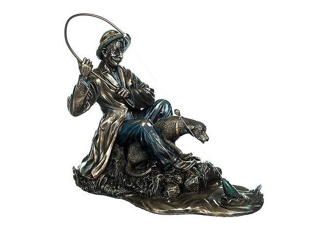 Оригинальная статуэтка Veronese Рыбак с уловом 17х18х9 см 72829 с бронзовим покрытием Купи уже сегодня!