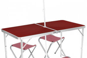 Стол для пикника раскладной со стульями 4life 120х60х55/60/70 см с Зонтом 180 см Коричневый