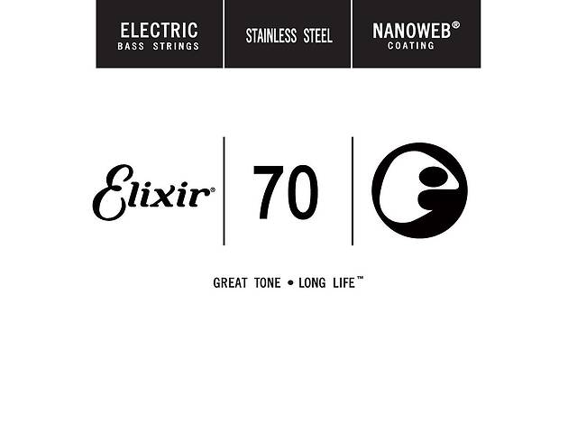 Струна Elixir 13371 Nanoweb Stainless Steel Electric Bass String .070