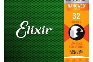 Струна Elixir 15332 Nanoweb Coated Nickel Plated Steel Single Electric Bass String Medium C 032