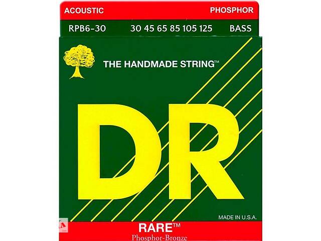 Струни для акустичної бас-гітари DR RPB6-30 Rare Phosphor Bronze 6 String Acoustic Bass Medium 30/125