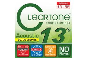 Струны для акустической гитары 6 шт Cleartone 7613 Acoustic 80/20 Bronze Medium 13/56