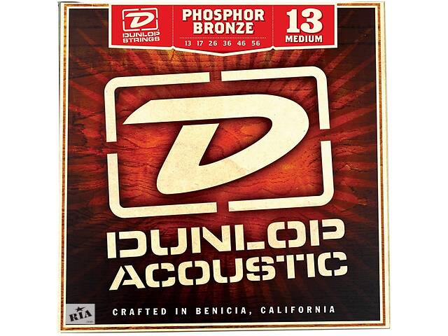 Струны для акустической гитары 6 шт Dunlop DAP1356 Acoustic Phosphor Bronze Medium Guitar Strings 13/56