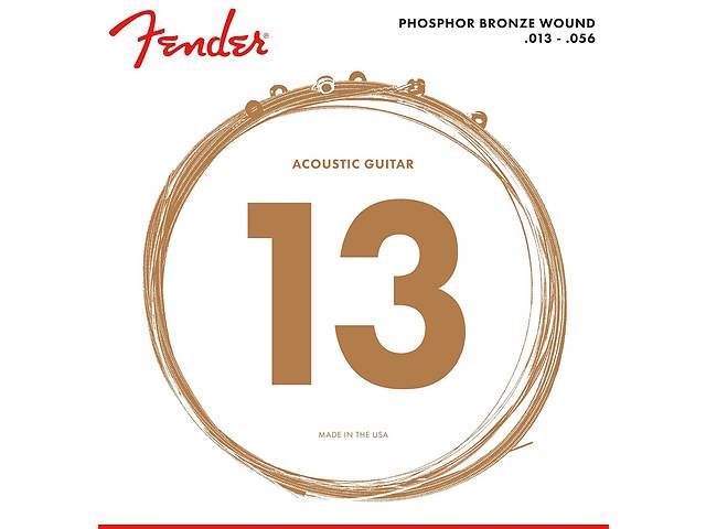 Струны для акустической гитары 6 шт Fender 60M Phosphor Bronze Acoustic Guitar Strings 13/56